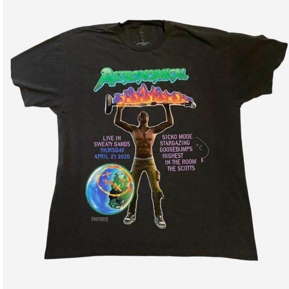 Dark grey Travis Scott Astronomical Fortnite t shirt